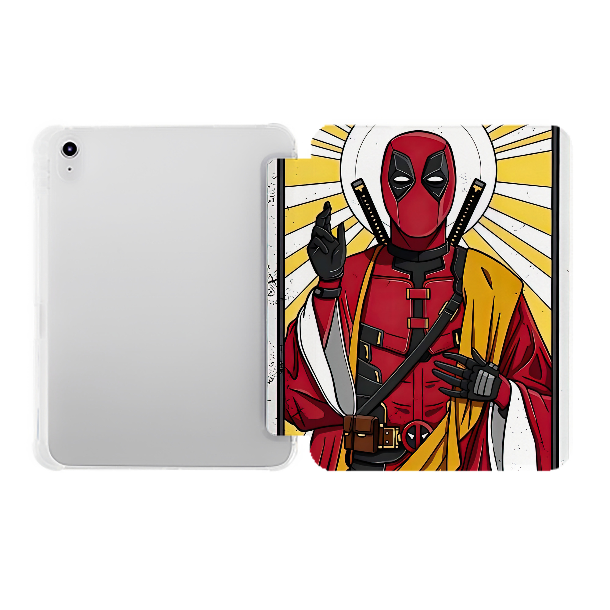 （画像用） Deadpool デッドプール IPad ケース ペン収納付き 三つ折りスタンド PUレザー×シリコン 対応機種9.5/10.5/10.9インチ